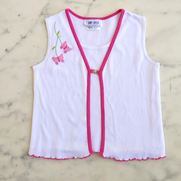 100% Cotton One Piece Sleeveless Top with multi color embroidered Butterflies. - Picture 3 of 5
